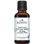 Kovite Kosher Kid’s Vitamin D3 Drops 400 IU Alcohol Free- Grape Flavor  1 fl oz.