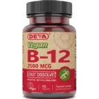 Deva Nutrition Vitamin B12 Sublingual 2500 mcg Vegan Not Certified Kosher 90 Tablets