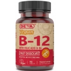 Deva Nutrition Vegan Vitamin B12 Sublingual 1000 mcg with Folic Acid & B6 Not Certified Kosher 90 Tablets  