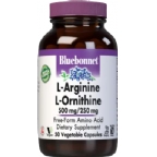 Bluebonnet Kosher L-Arginine 500 mg L-Ornithine 250 mg 50 Vegetable Capsules