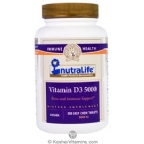 NutraLife Kosher Chewable Vitamin D3 5000 200 Chewable Tablets