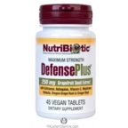 NutriBiotic Defense Plus 250 mg Grapefruit Seed Extract, Vitamin C, Zinc Plus Vegan Suitable Not Certified Kosher 45 Tablets
