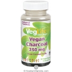 VegLife Charcoal 250 Mg Vegan Suitable Not Certified Kosher 60 Vegan Capsules
