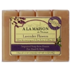 A La Maison Hand & Body Bar Soap Lavender Flower 4 Pack 3.5 Oz