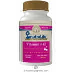 NutraLife Kosher Vitamin B12 500 mcg Chewable Cherry Flavor 200 Chewable Tablets