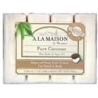A La Maison Hand & Body Bar Soap Pure Coconut 4 Pack 3.5 Oz