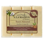 A La Maison Hand & Body Bar Soap Sweet Almond 4 Pack 3.5 Oz