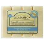 A La Maison Hand & Body Bar Soap Hypoallergenic Unscented 4 Pack 3.5 Oz