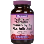 Bluebonnet Kosher EarthSweet Vitamin B6, B12 Plus Folic Acid Chewable Raspberry Flavor 60 Tablets