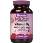 Bluebonnet Kosher EarthSweet Vitamin D3 5000 IU Chewable Raspberry Flavor 90 Tablets