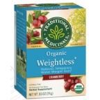 Traditional Medicinals Kosher Organic Weightless Cranberry Caffeine Free 16 Wrapped Tea Bags